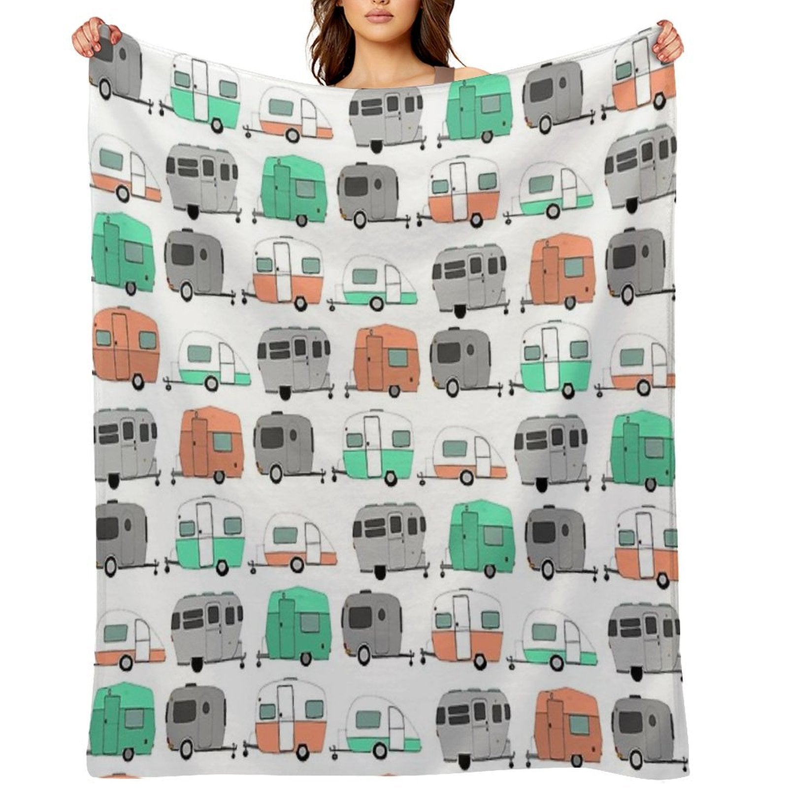 Vintage Caravan Pattern Velvety-soft Throw Blanket