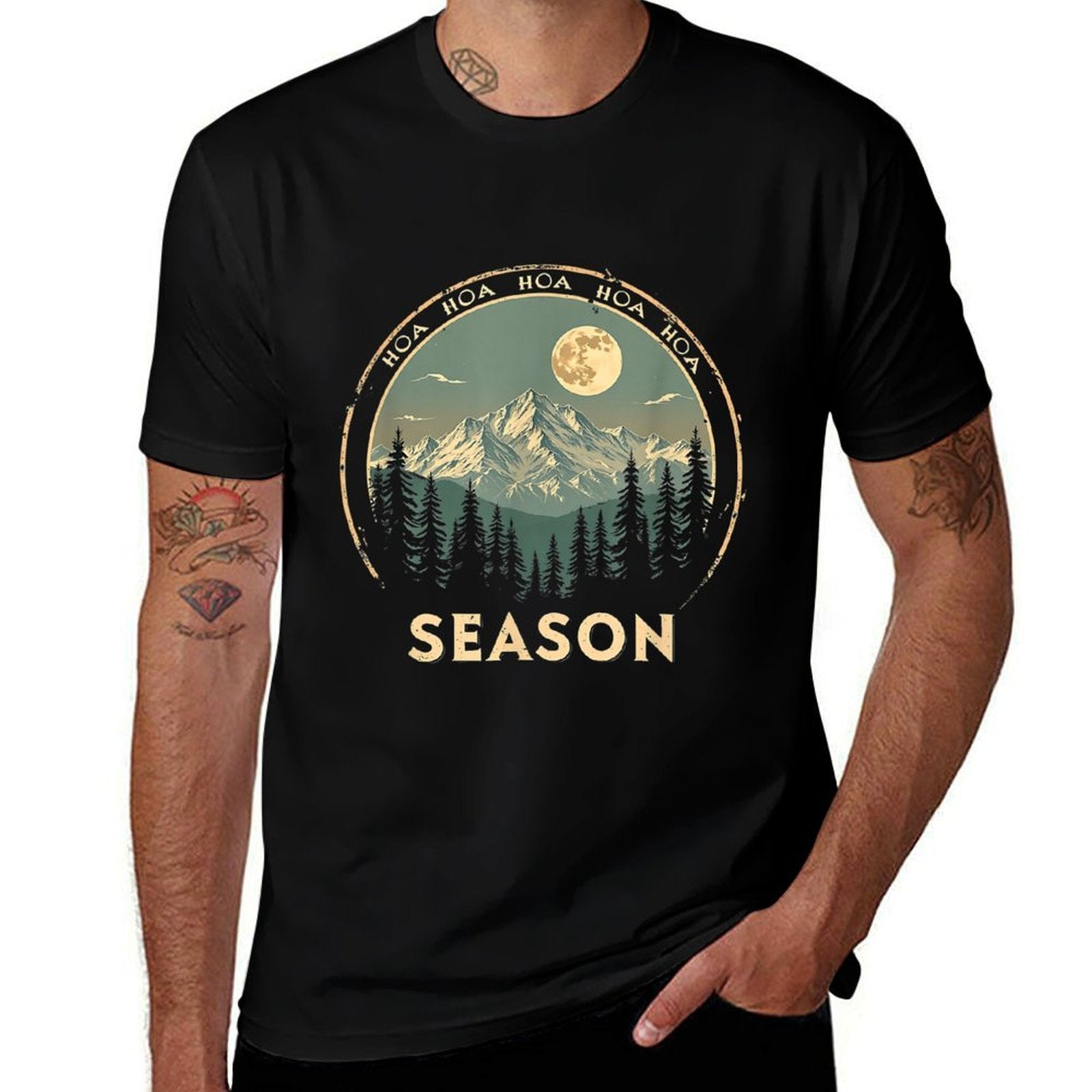 Hoa Hoa Hoa Hoa Hoa Cozy Season Twilight Lover Pine Forest  Trendy Pattern T-Shirt
