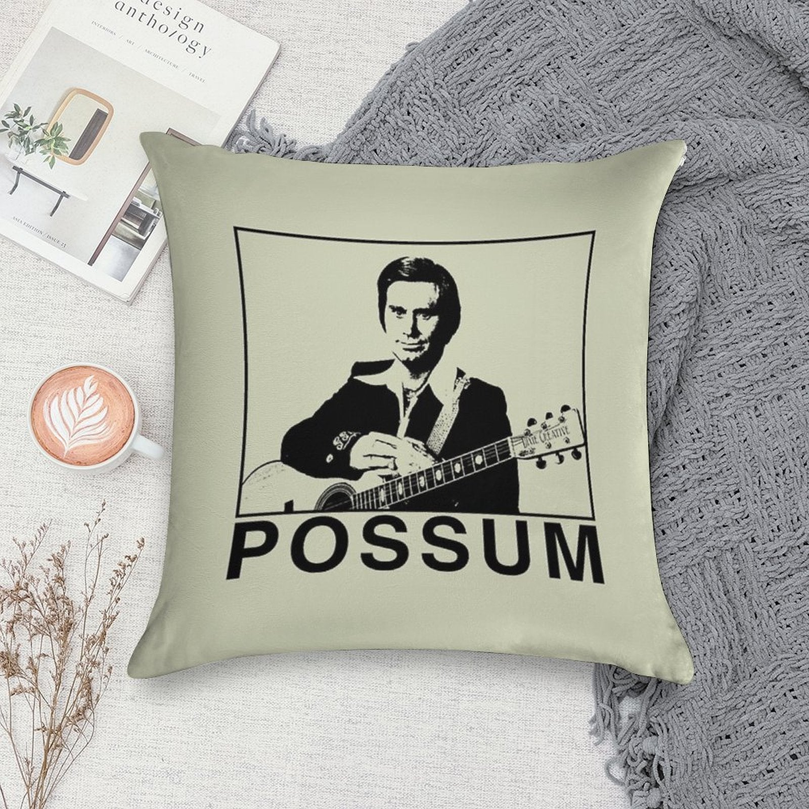 Vintage The Possum George Jones Soft Skin-Friendly Throw Pillow