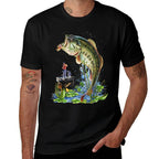 Fishing Graphic Large Mouth Bass Fish  Lightweight T-Shirt