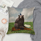 Birthday Bear Soft Skin-Friendly Throw Pillow