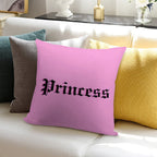 Old-English Princess (pink Background, Dark Pink Shadow, Black Lettering) Soft Washable Throw Pillow