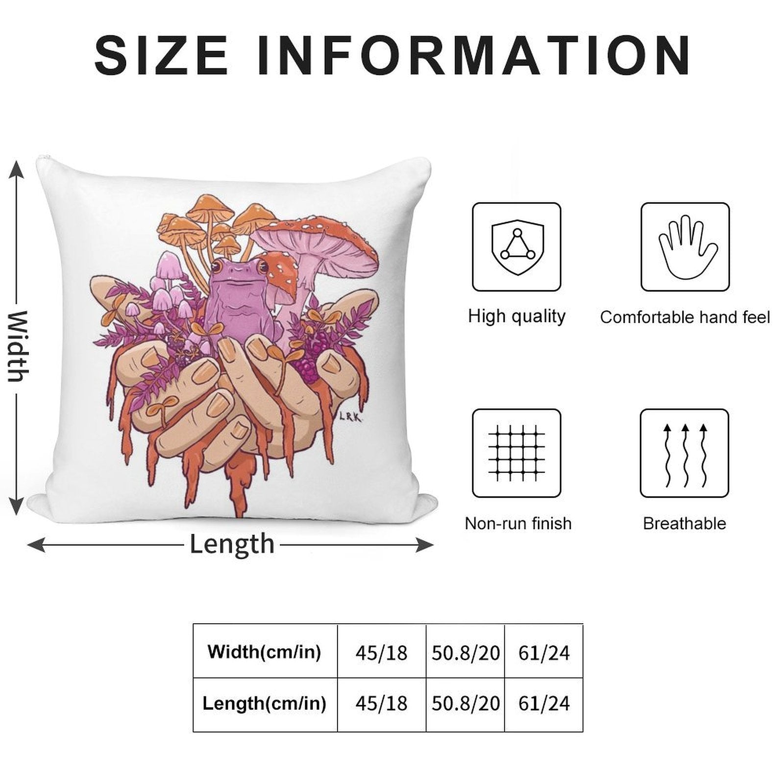 Sapphic Toadstool Frog Handful Soft Washable Throw Pillow