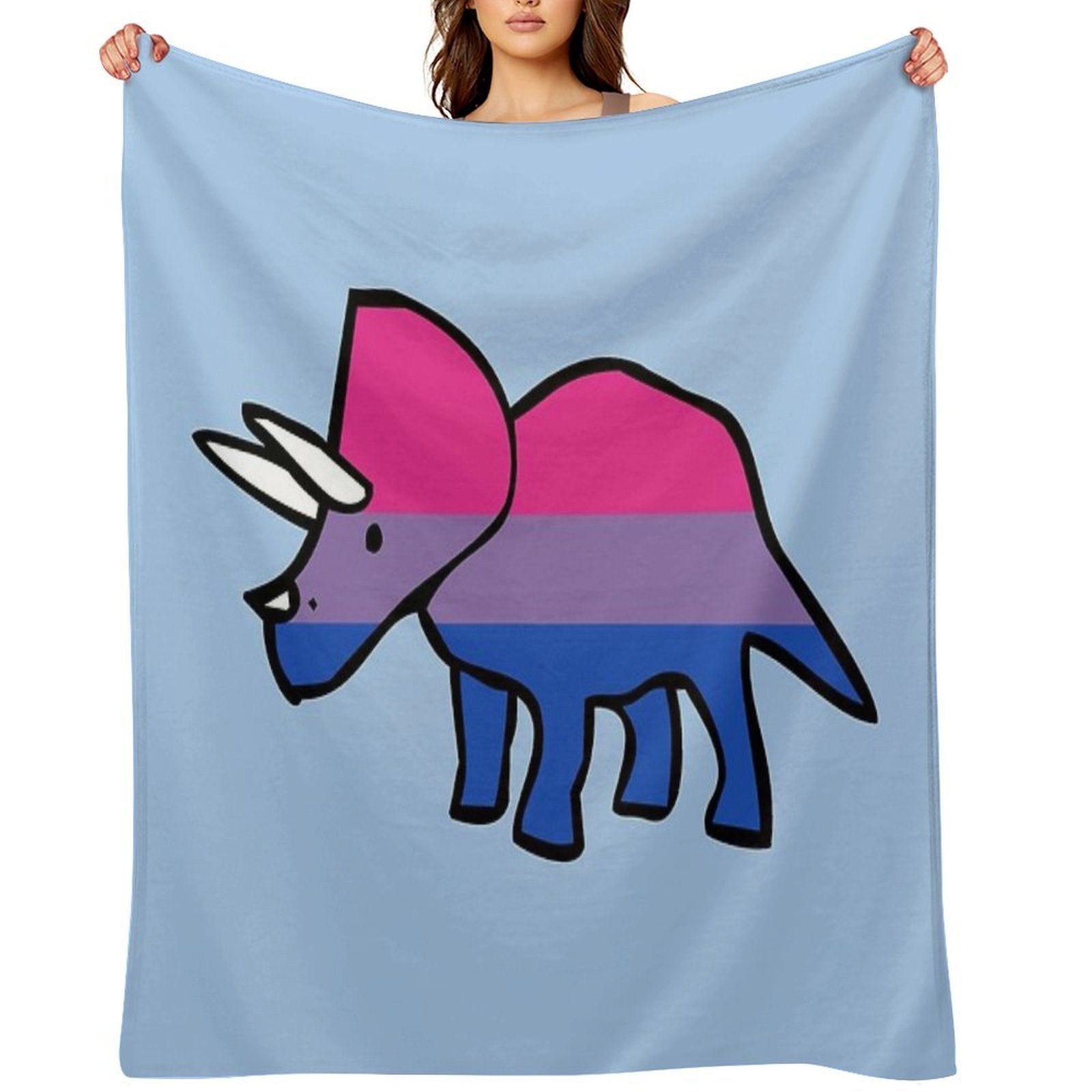 Biceratops (Bisexual Triceratops) Plush Throw Blanket