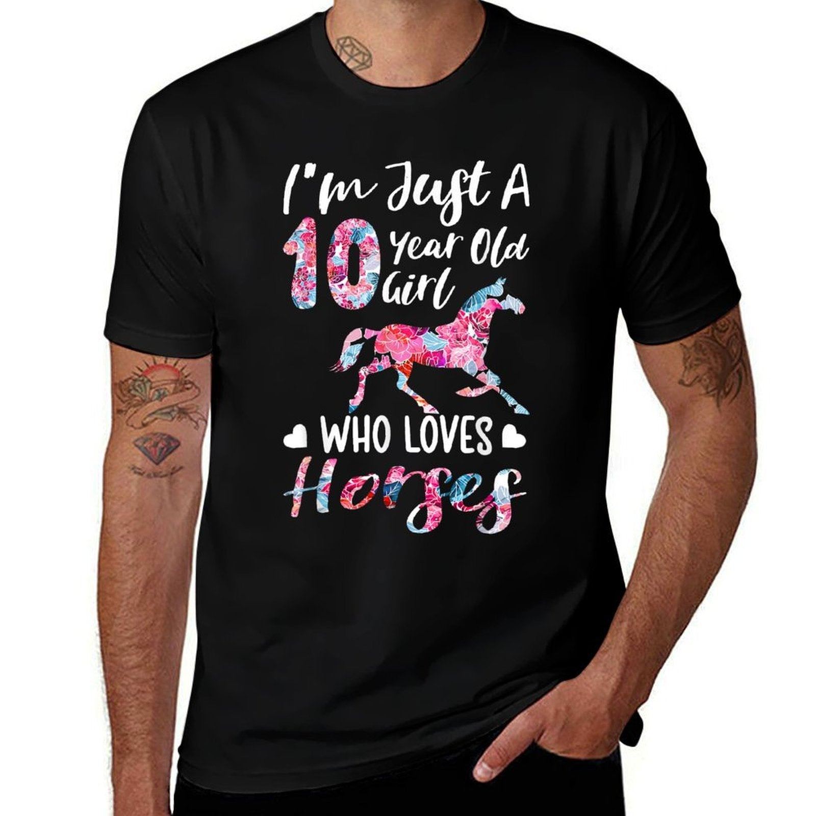 Girls 10th Birthday Horse Tee for 10 Year Old Girls  Soft T-Shirt