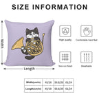 French Horn Tuxedo Cat Soft Easy Maintenance Throw Pillow