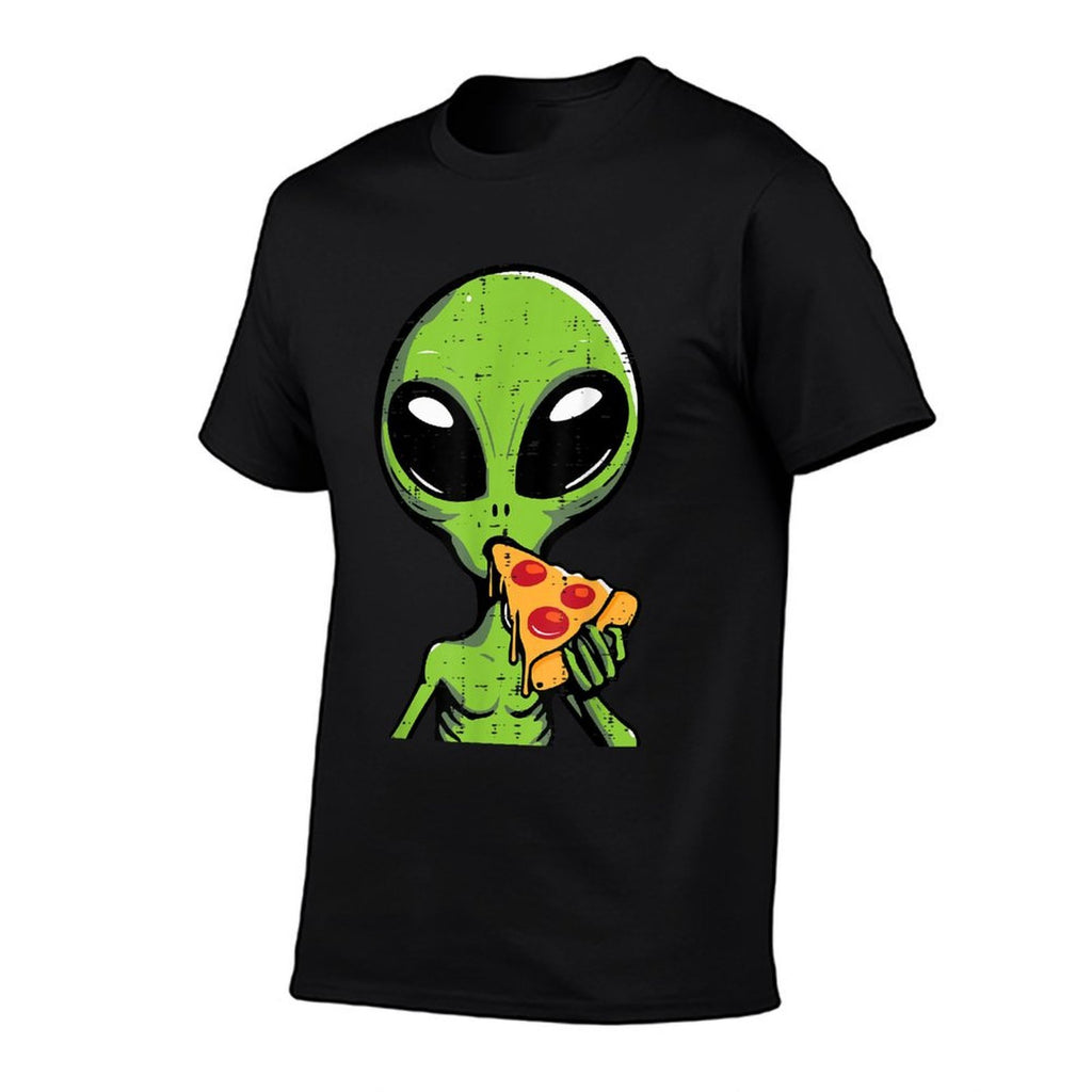 Alien Eating Pizza Funny Ufo Snack Food Men Boys Kids Women  Slim-fit Cut T-Shirt