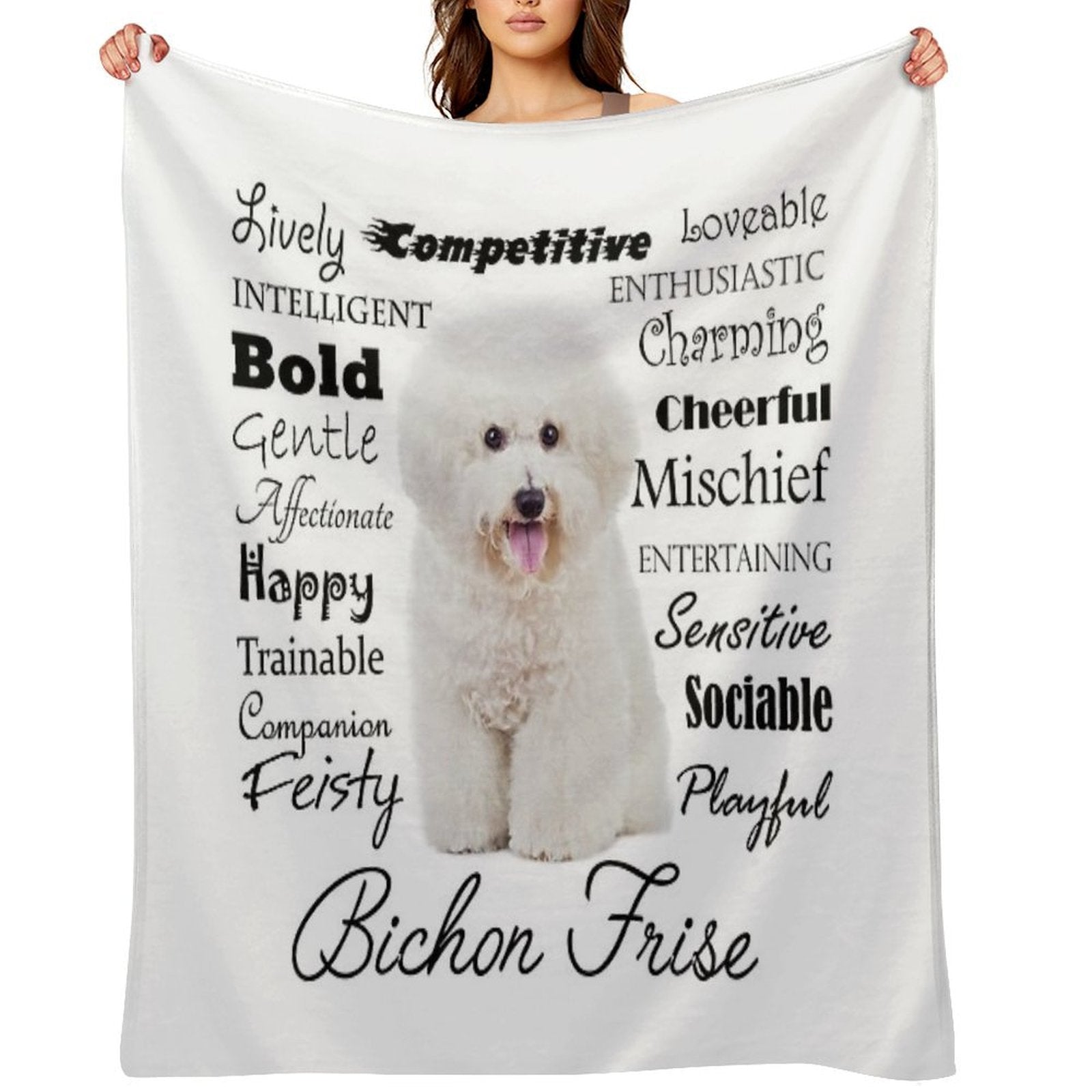 Bichon Frise Traits Easy Care Throw Blanket