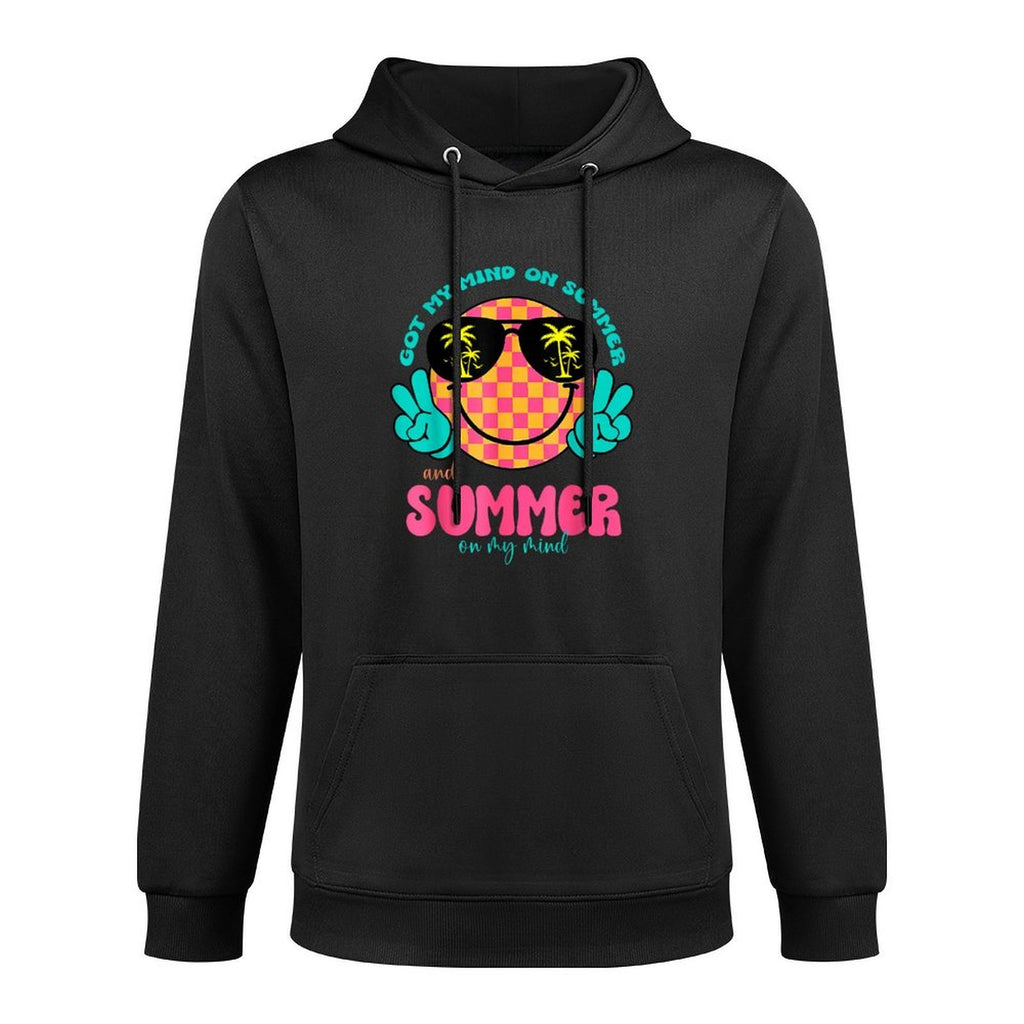 Groovy Happy Face Summer Vibes Got My Mind On Summer Teacher Adjustable Hood Hoodie
