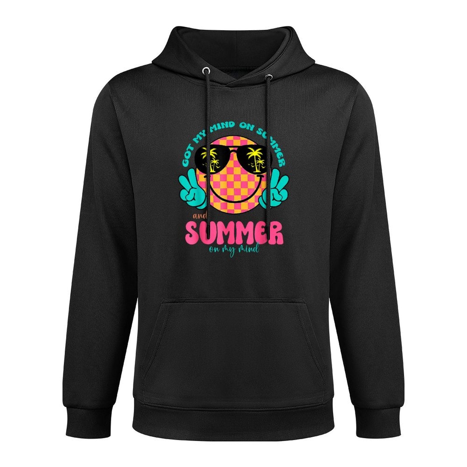 Groovy Happy Face Summer Vibes Got My Mind On Summer Teacher Adjustable Hood Hoodie