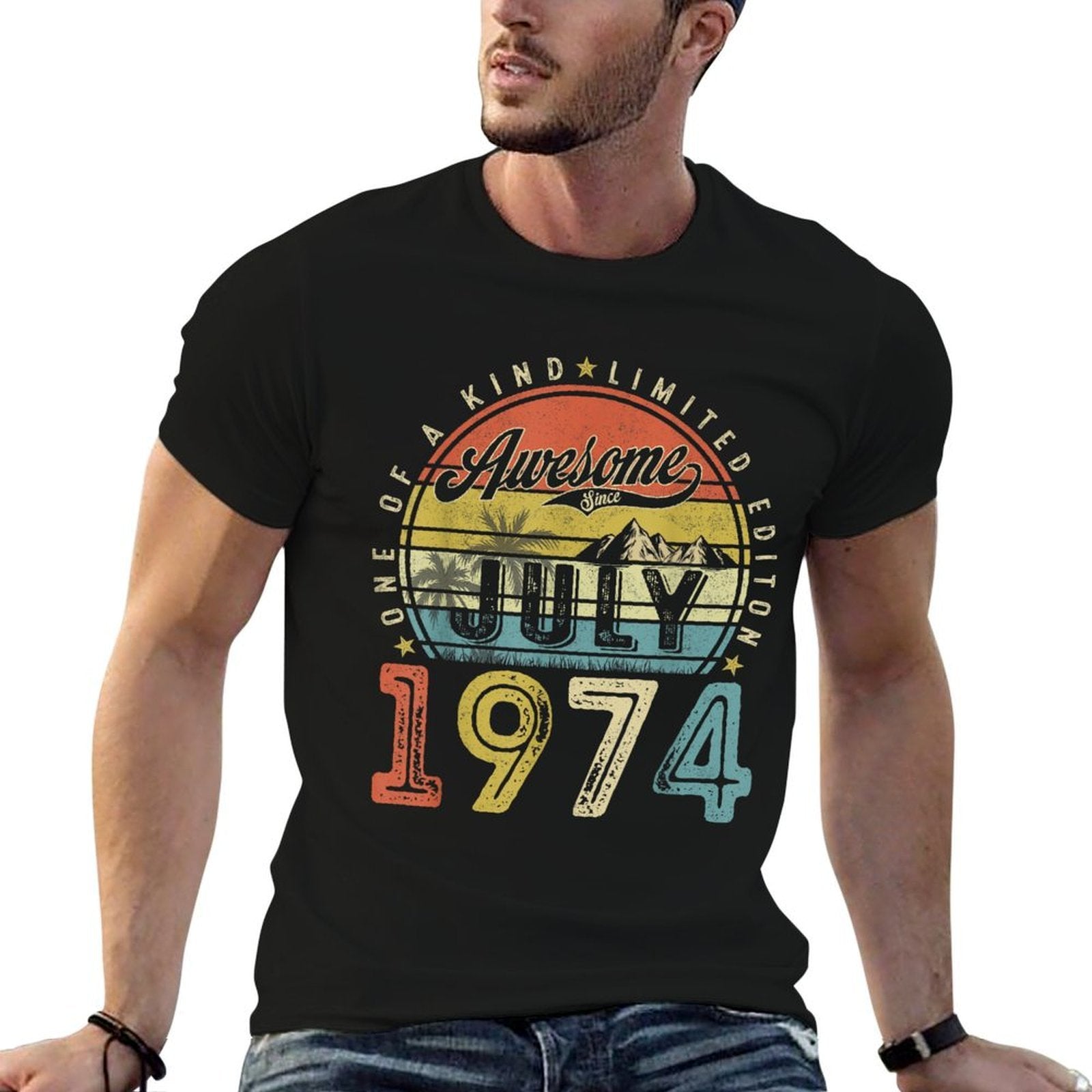 Funny 50 Year Old July 1974 Vintage Retro 50th Birthday Gift  Slim-fit Cut T-Shirt