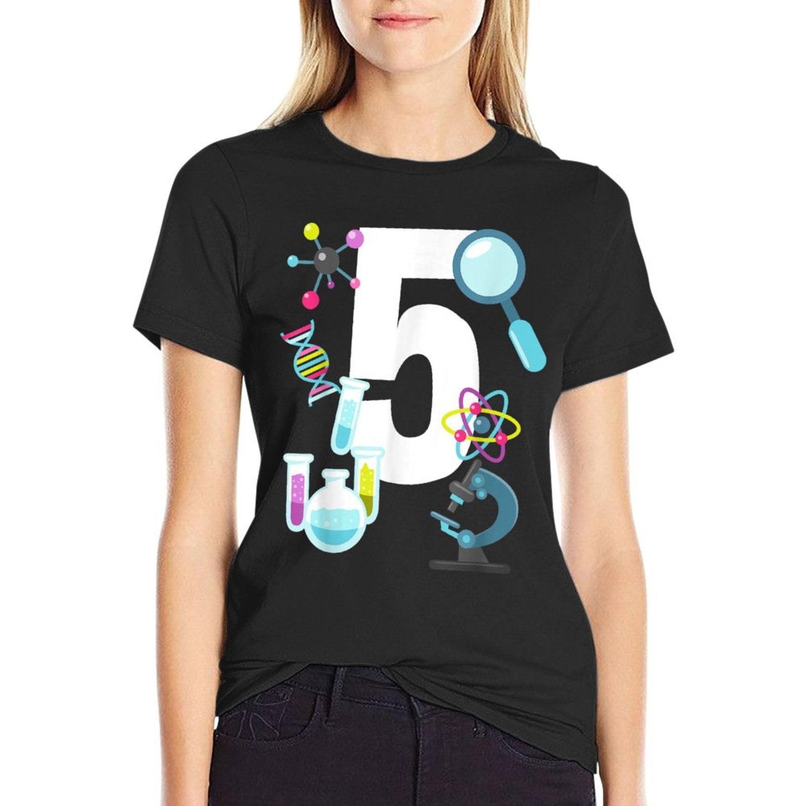 Science STEM 5 Year Old 5th Birthday Party Boys Girls  Odor-resistant T-Shirt