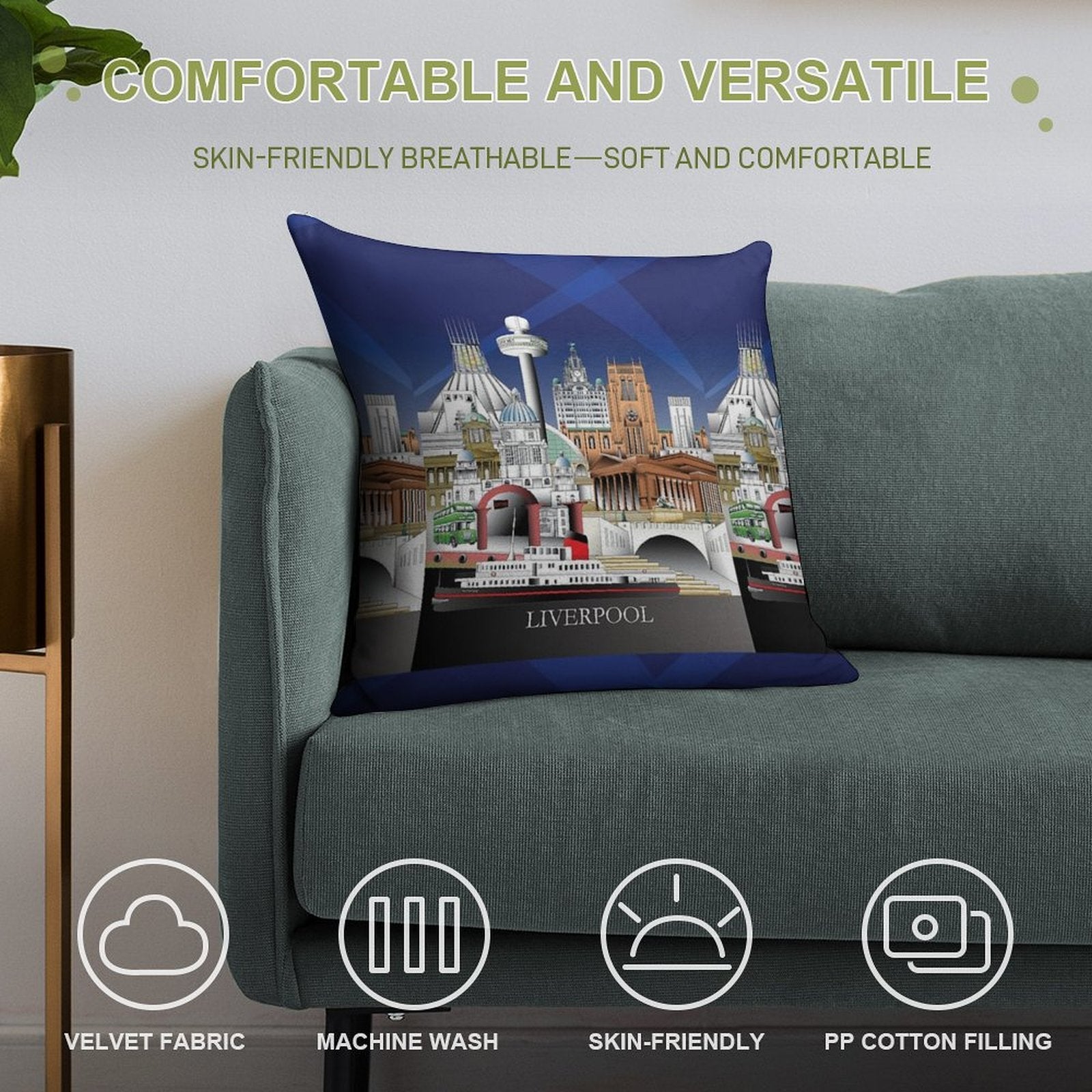 Liverpool City UK Soft Style Accent Throw Pillow