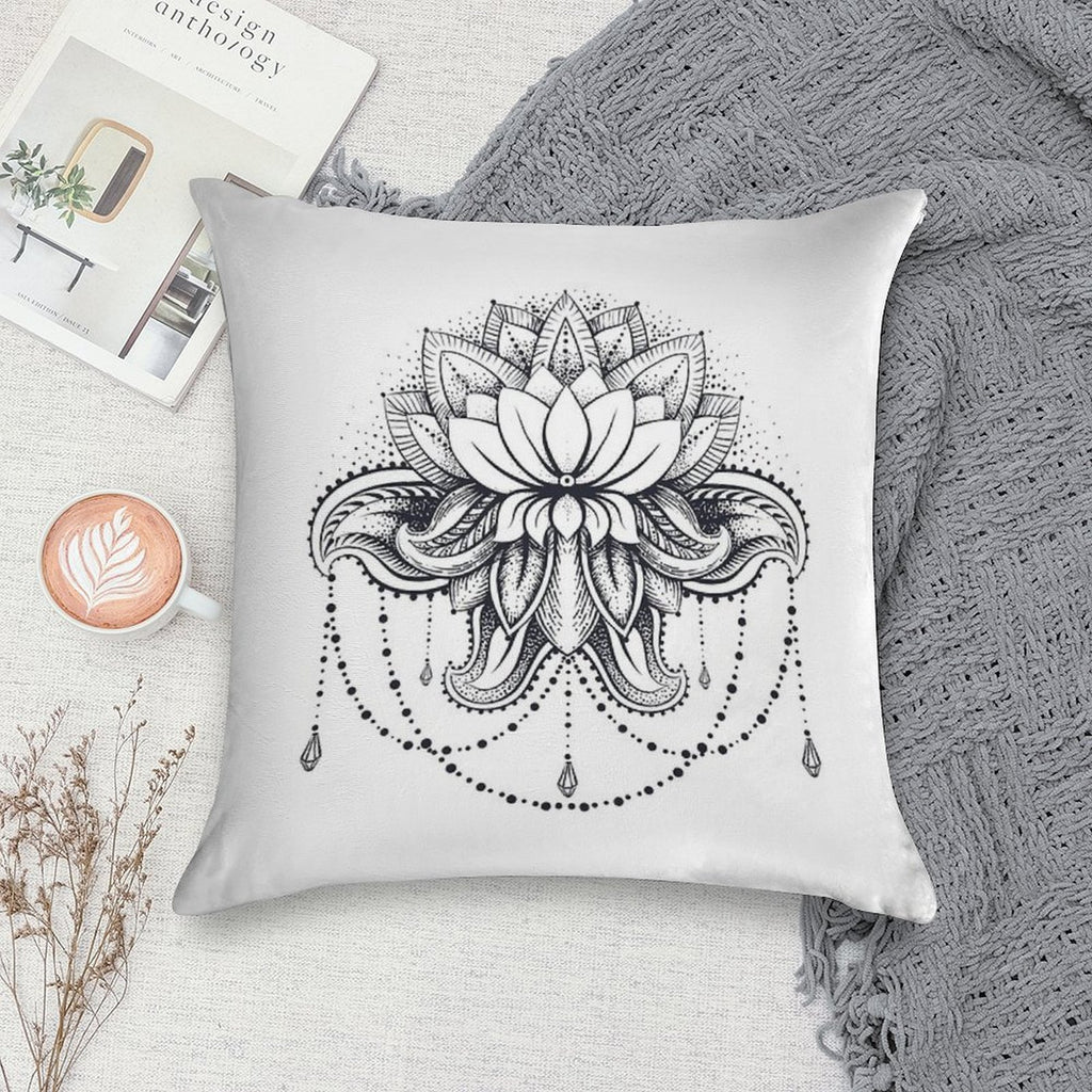 Ornamental Lotus Soft Warmth Comfort Throw Pillow