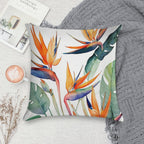 Birds of Paradise Soft Short Plush Fabric Throw Pillow