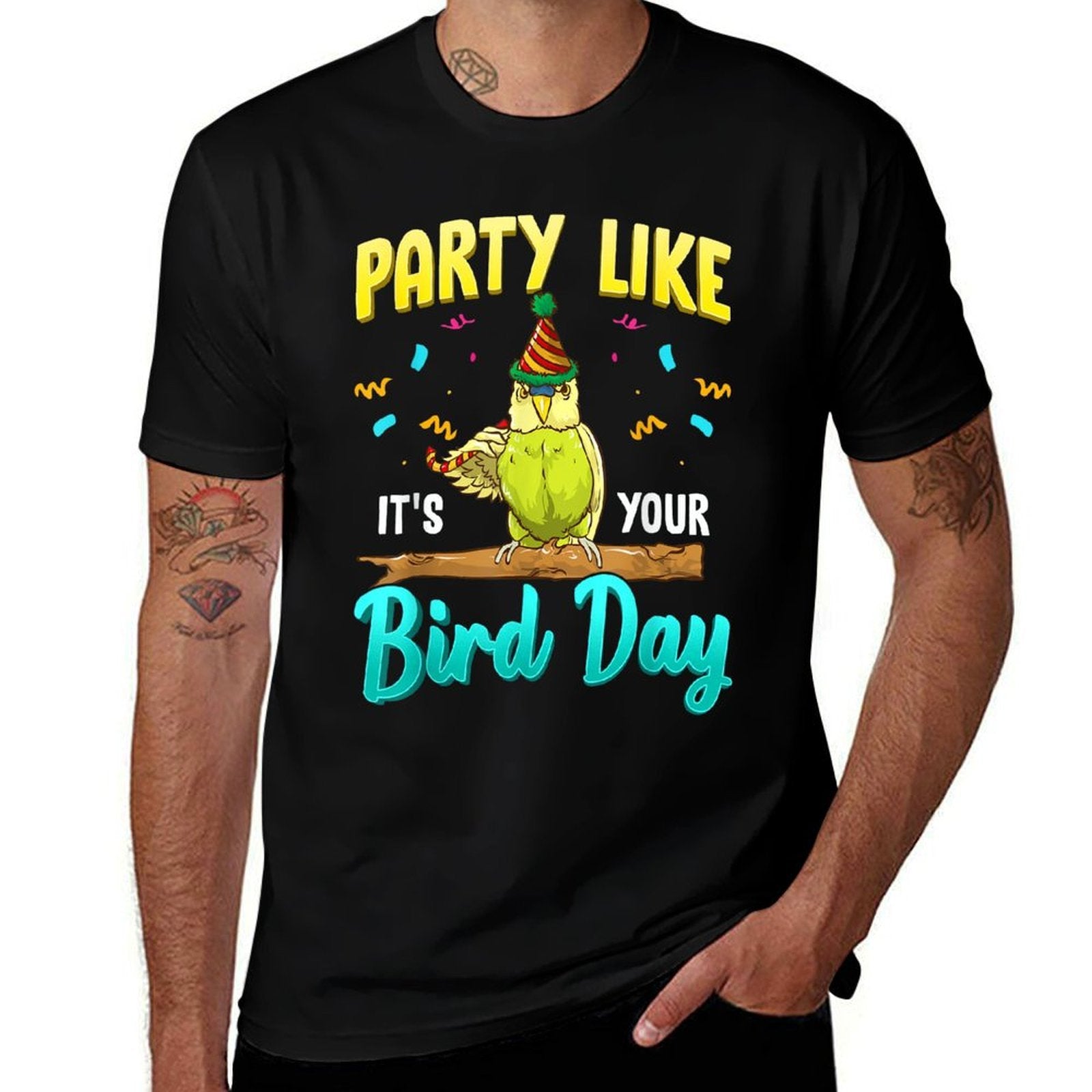 Party Like Its Your Bird Day Hilarious Budgie Bird  Vintage-inspired T-Shirt