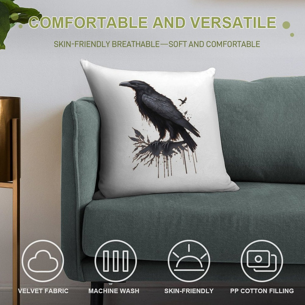 Black Raven Soft Bedroom Essential Throw Pillow