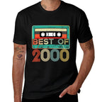 21st Birthday - Vintage 2000 - 21 Years Cassette Tape  Ribbed Collar T-Shirt