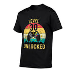 Level 30 Unlocked Video Gamer 30th Birthday  Rolled Sleeves T-Shirt