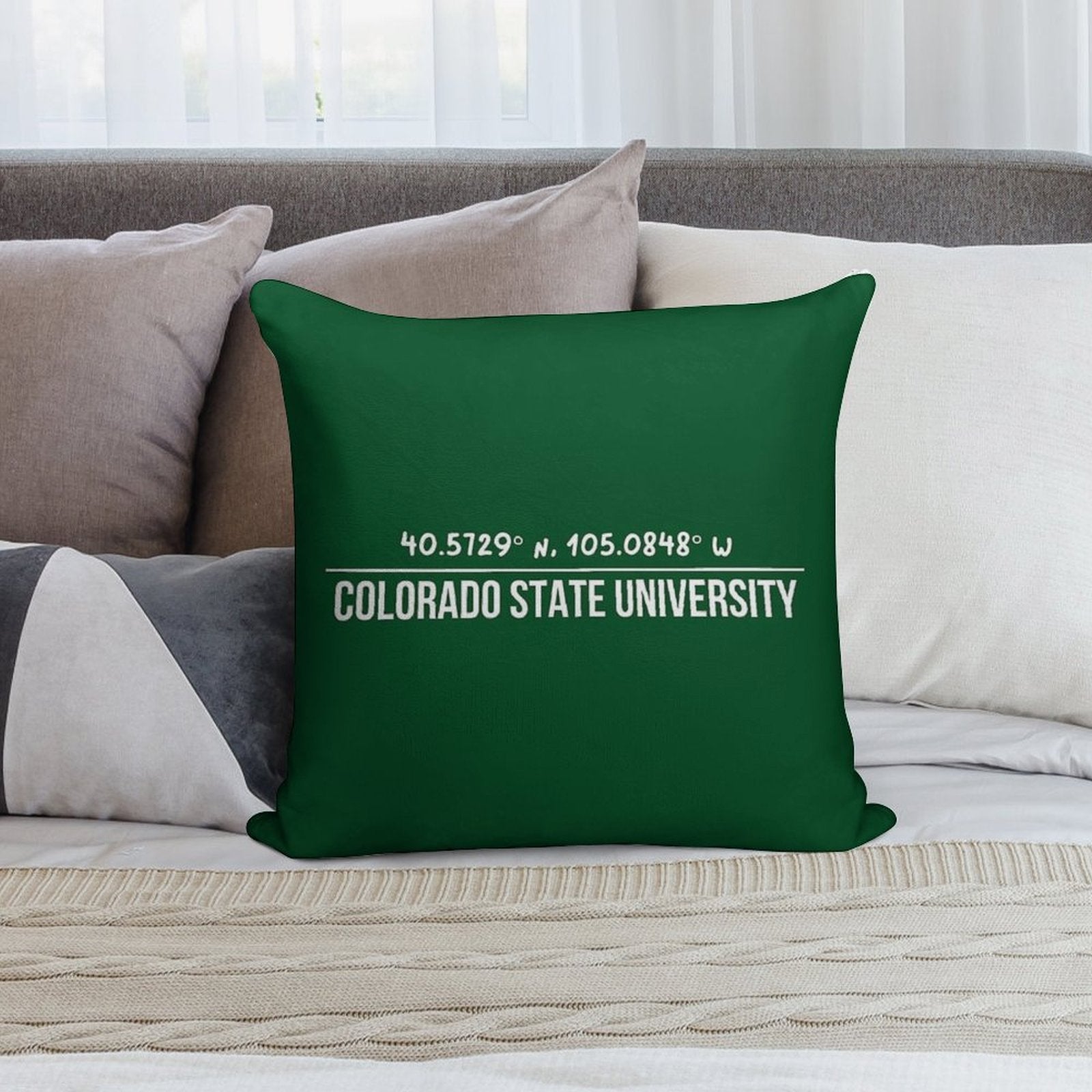 White Coordinates of CSU Bold Green BG Soft Home Decor Throw Pillow