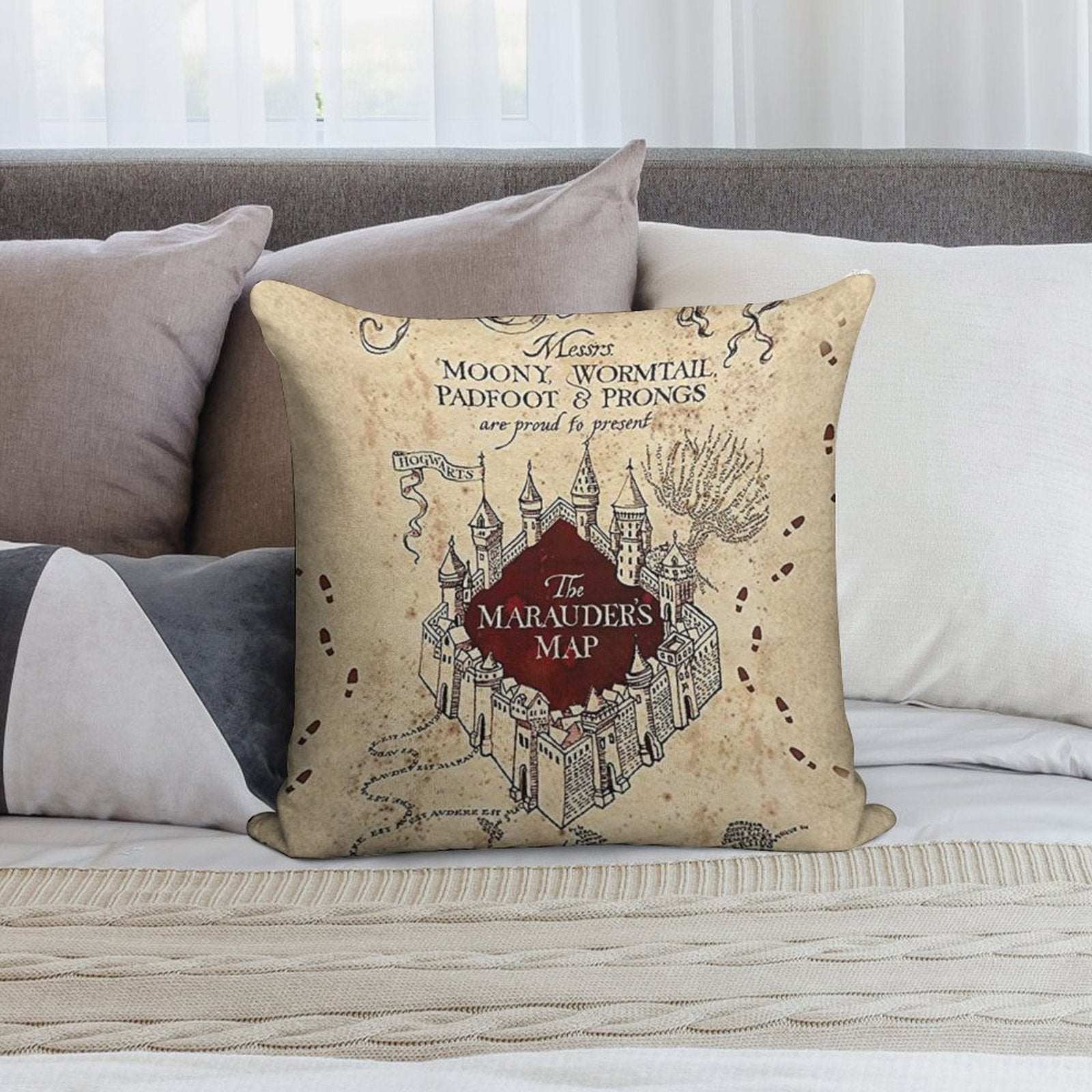 The Marauder’s Map Soft Reinforced Edging Throw Pillow