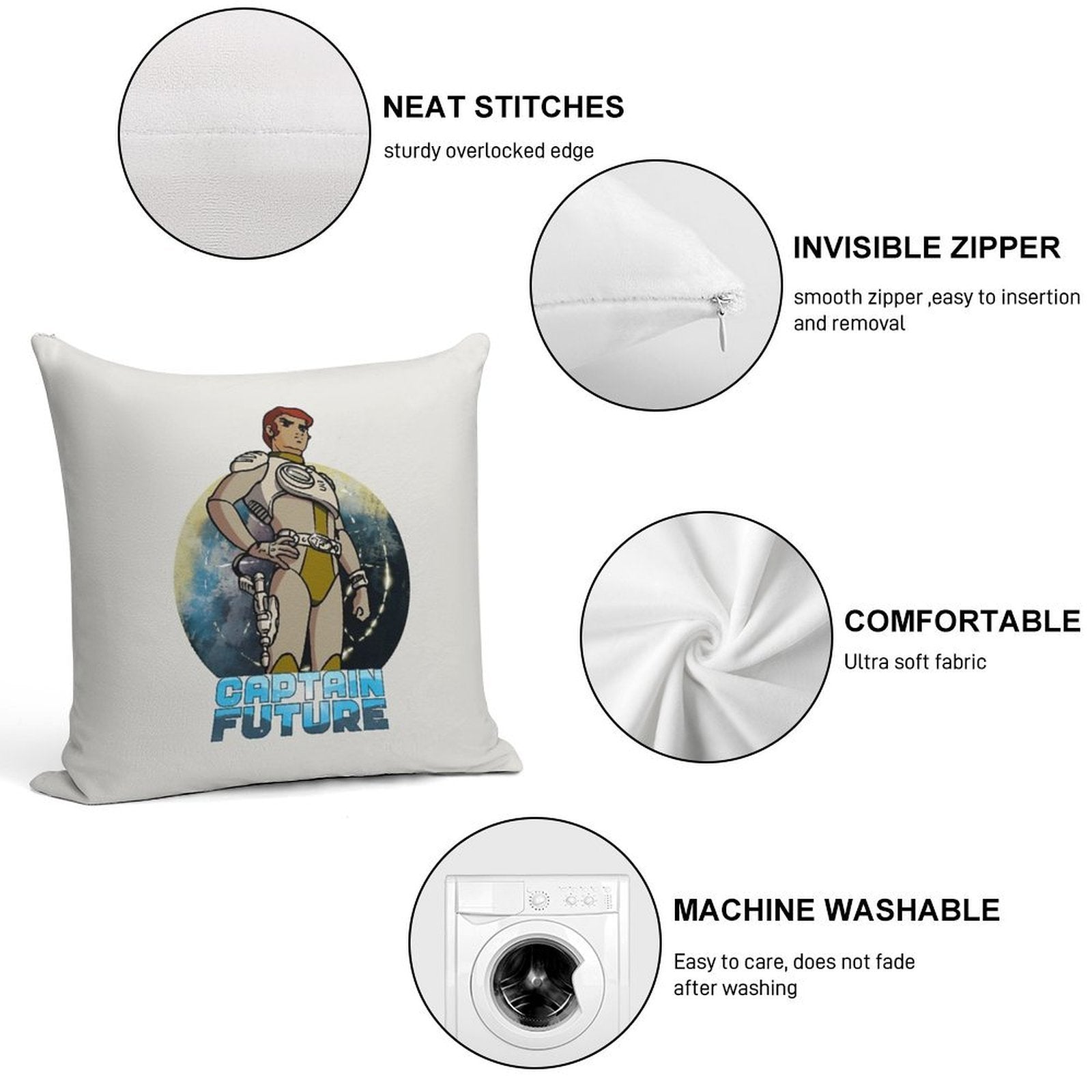 Captain Future Soft Reinforced Edging Throw Pillow
