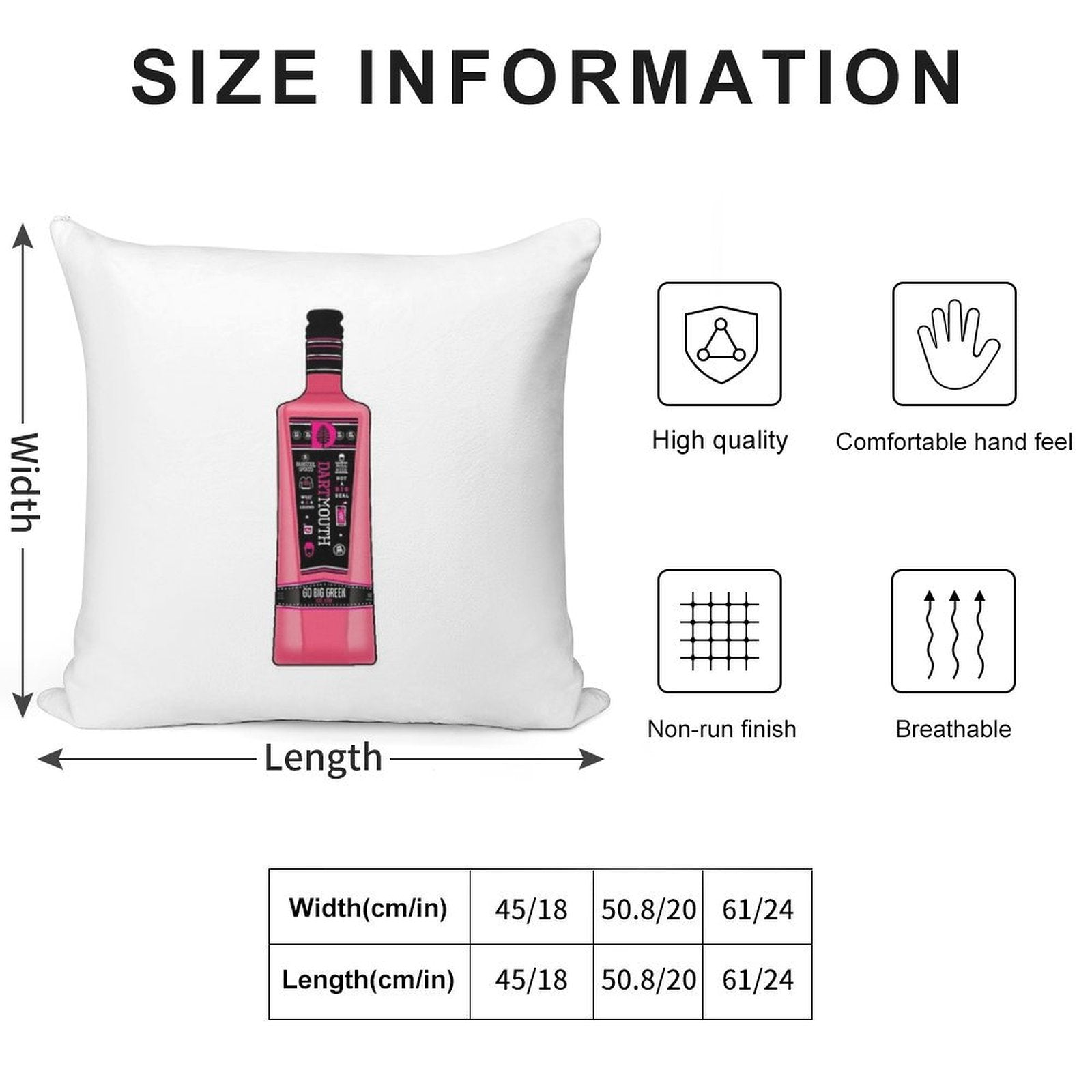 Dartmouth Pink Whitney Soft Reinforced Edging Throw Pillow