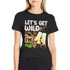 4 Year Old Zoo Birthday Safari Jungle Animal 4th B-day  Slim-fit Cut T-Shirt