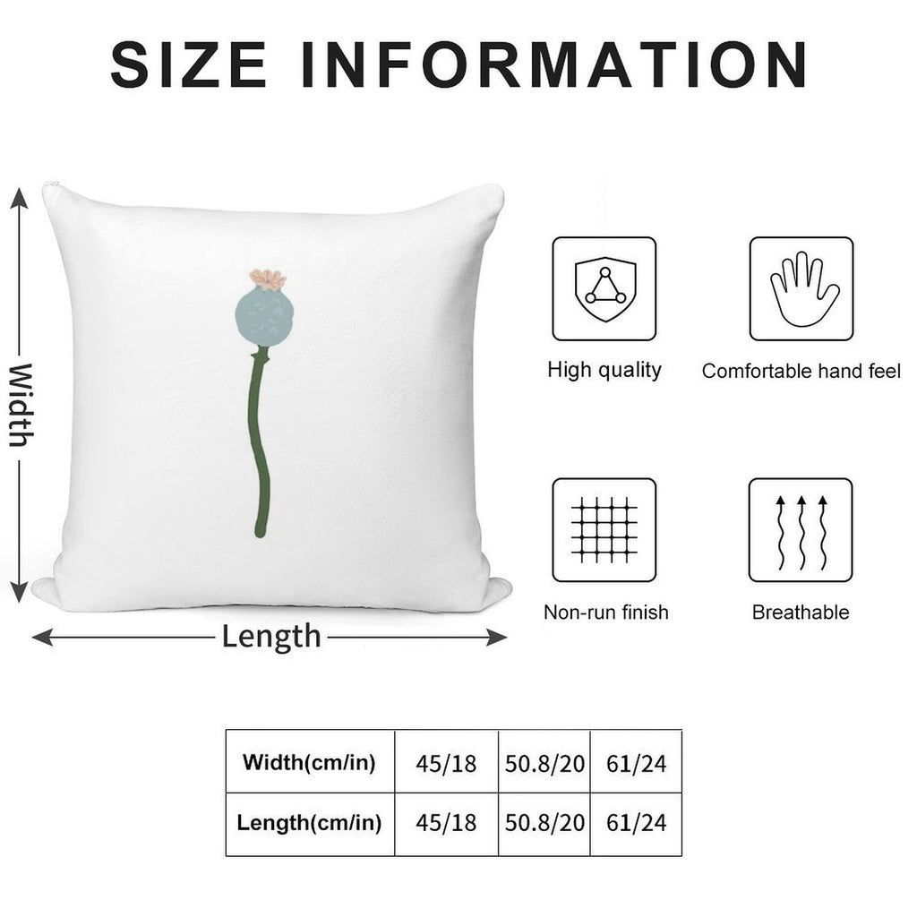 Poppy Capsule Drawing Soft Durable Construction Throw Pillow