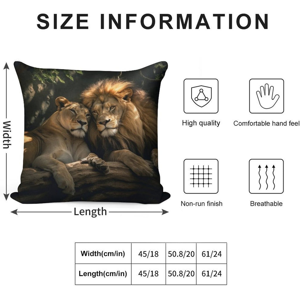 Lion And Lioness Soft Washable Throw Pillow
