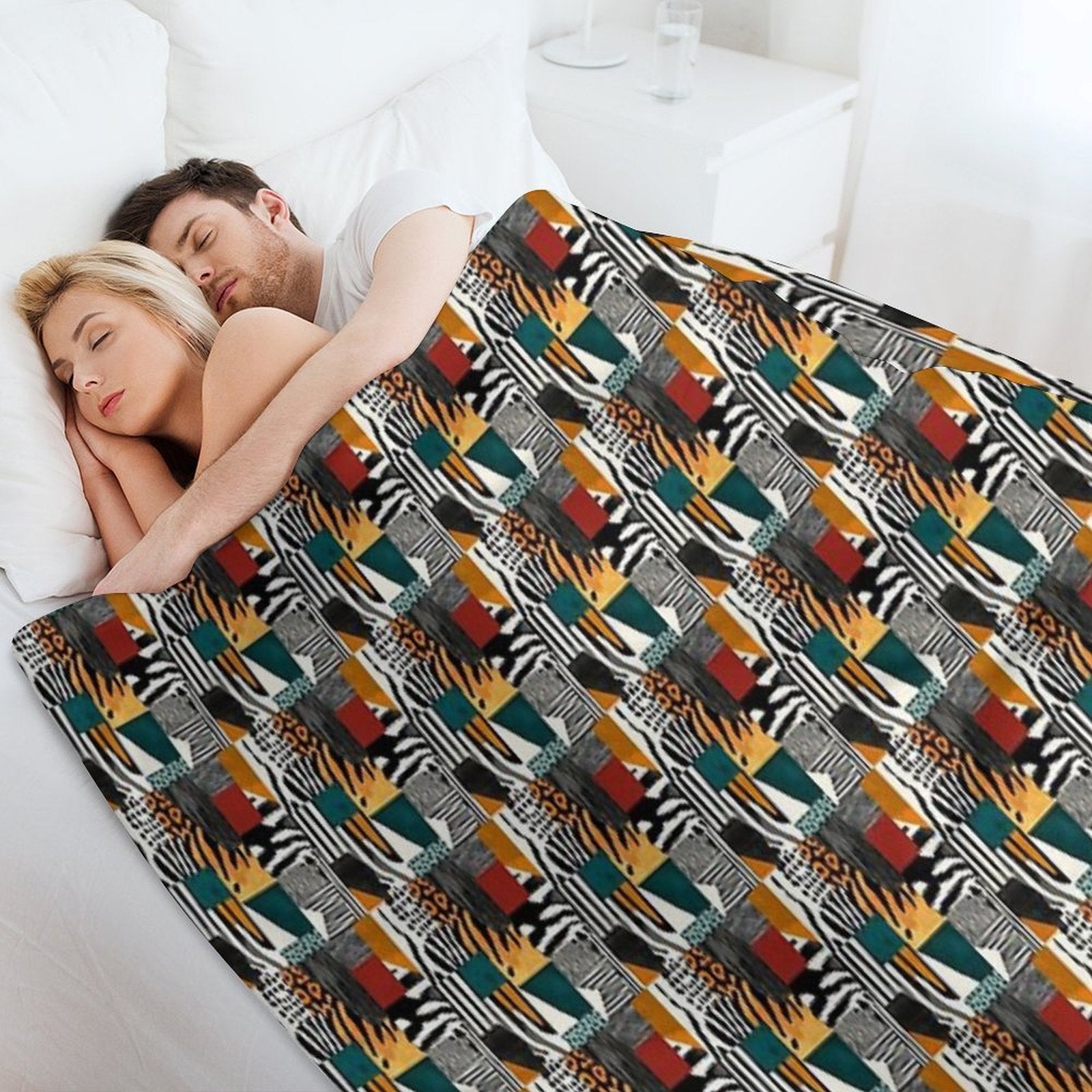 Textile Collage of Wild Prints Durable Throw Blanket