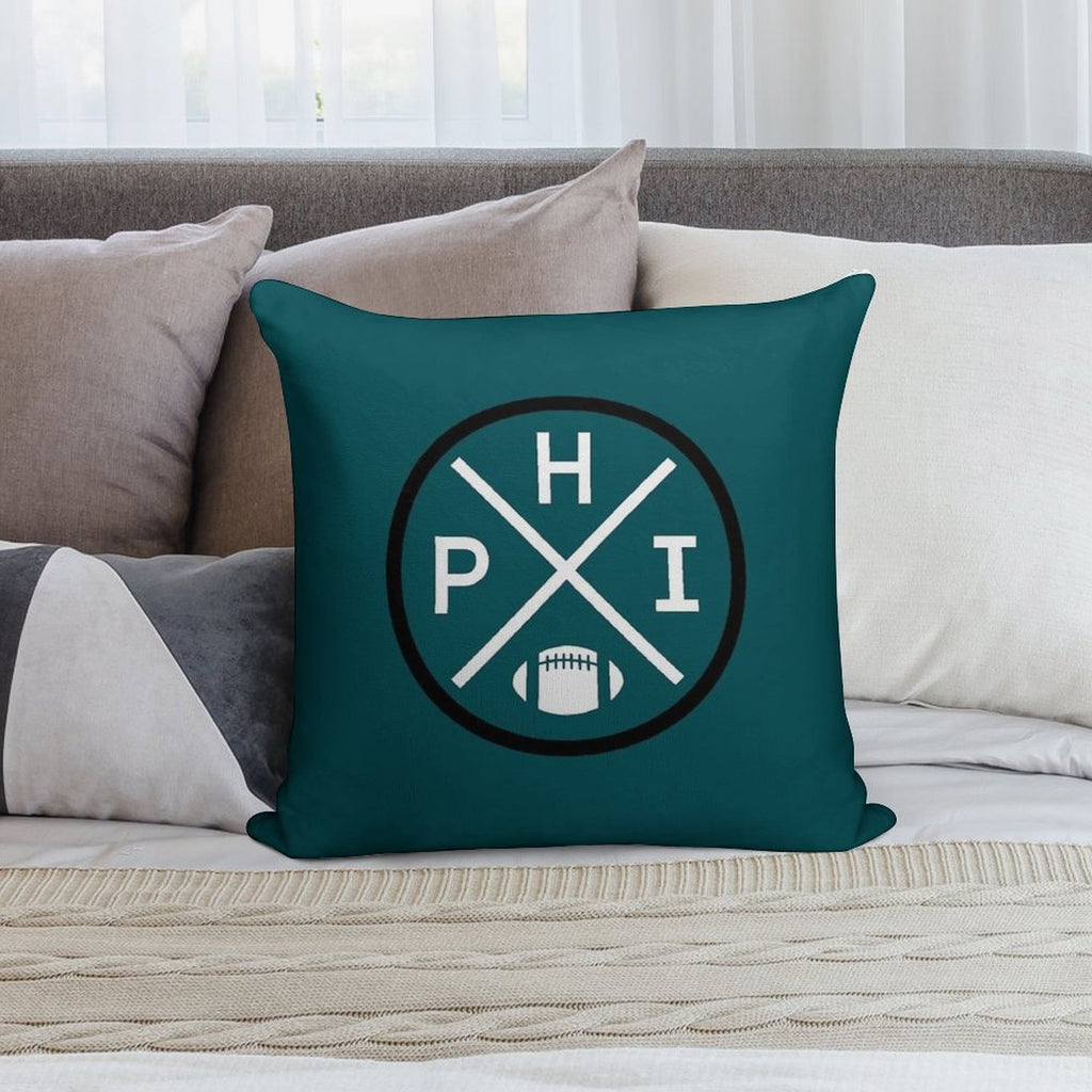 Retro Philadelphia Football Emblem Vintage PHI Soft Washable Throw Pillow