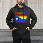 Retro Boricua Gay LGBTQ Pride Ally Puerto Rican Rainbow Unisex Design Hoodie