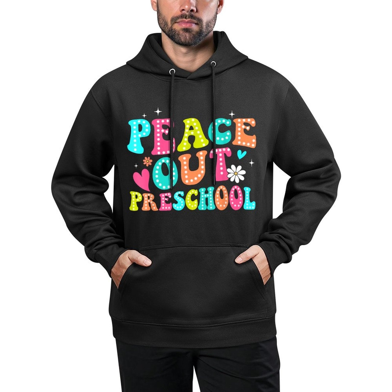 Peace Out Preschool Retro Graduation Last Day Of School Relaxed Fit Hoodie