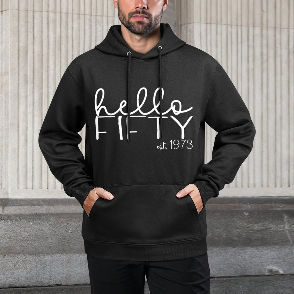 Hello Fifty Est. 1973, 50 Year Old Women 50th Birthday Machine Washable Hoodie