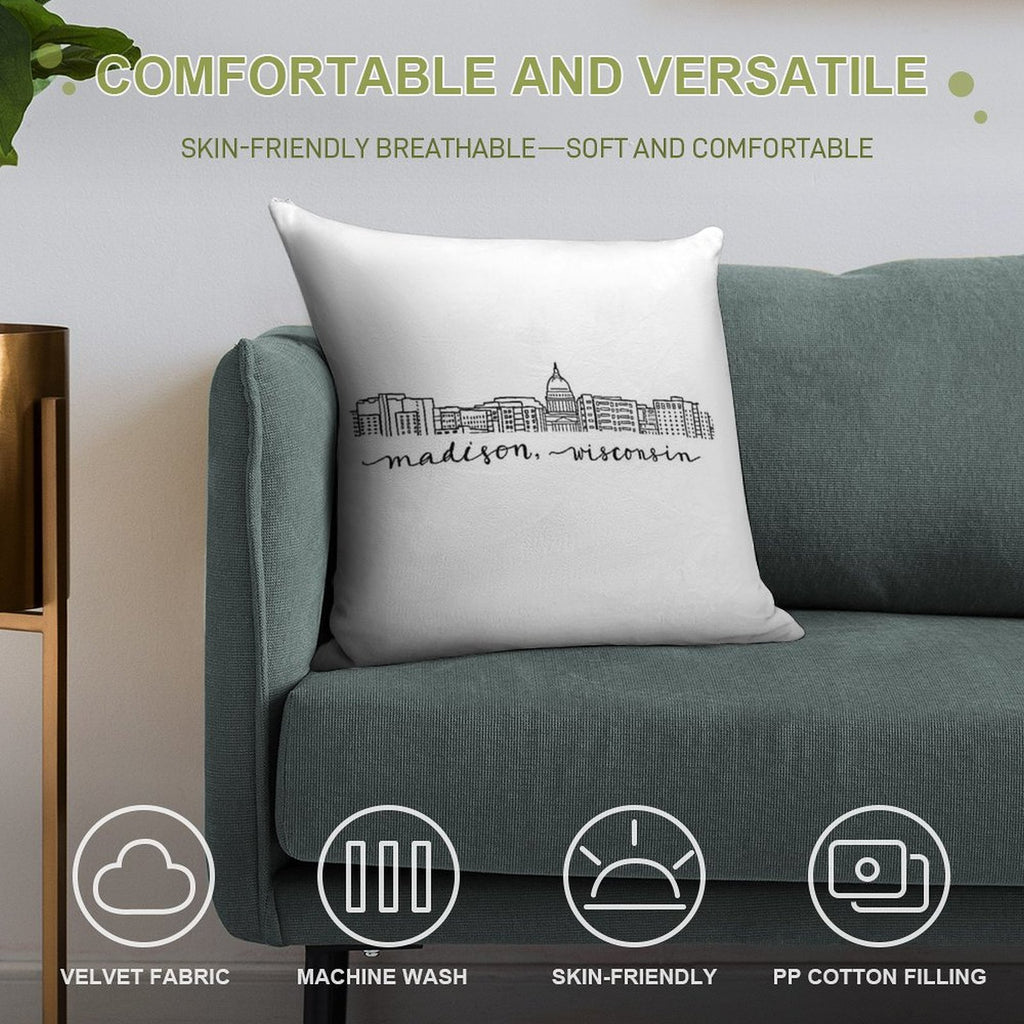 Madison City Outline Soft Luxury Feel Throw Pillow