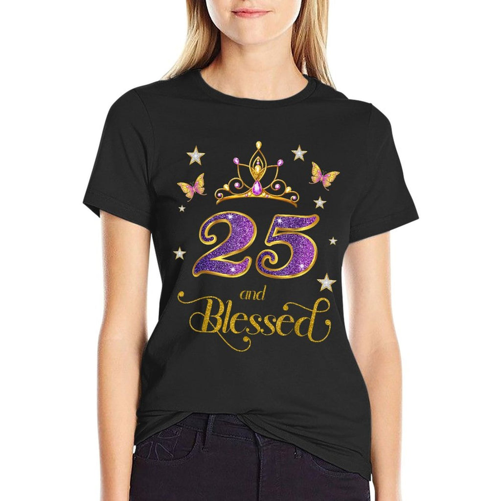 25 And Blessed 25 Years Old Birthday 25th Birthday  Trendy Pattern T-Shirt