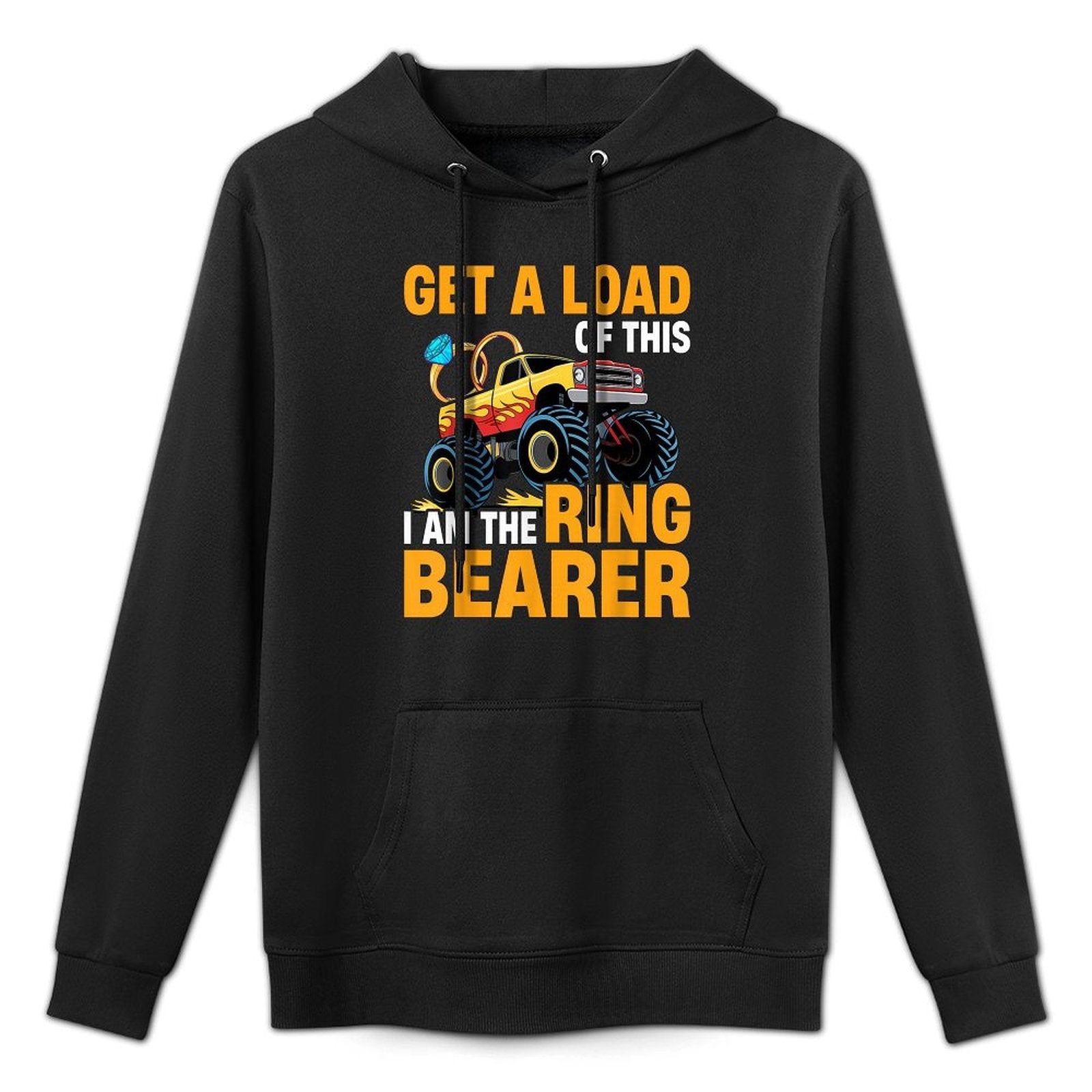 Wedding Iam The Ring Bearer Funny Monster Truck Boys Cotton-Polyester Blend Hoodie