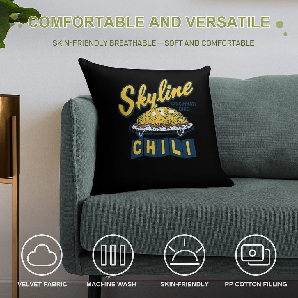 Skyline Chili Cincinnati Soft Durable Construction Throw Pillow