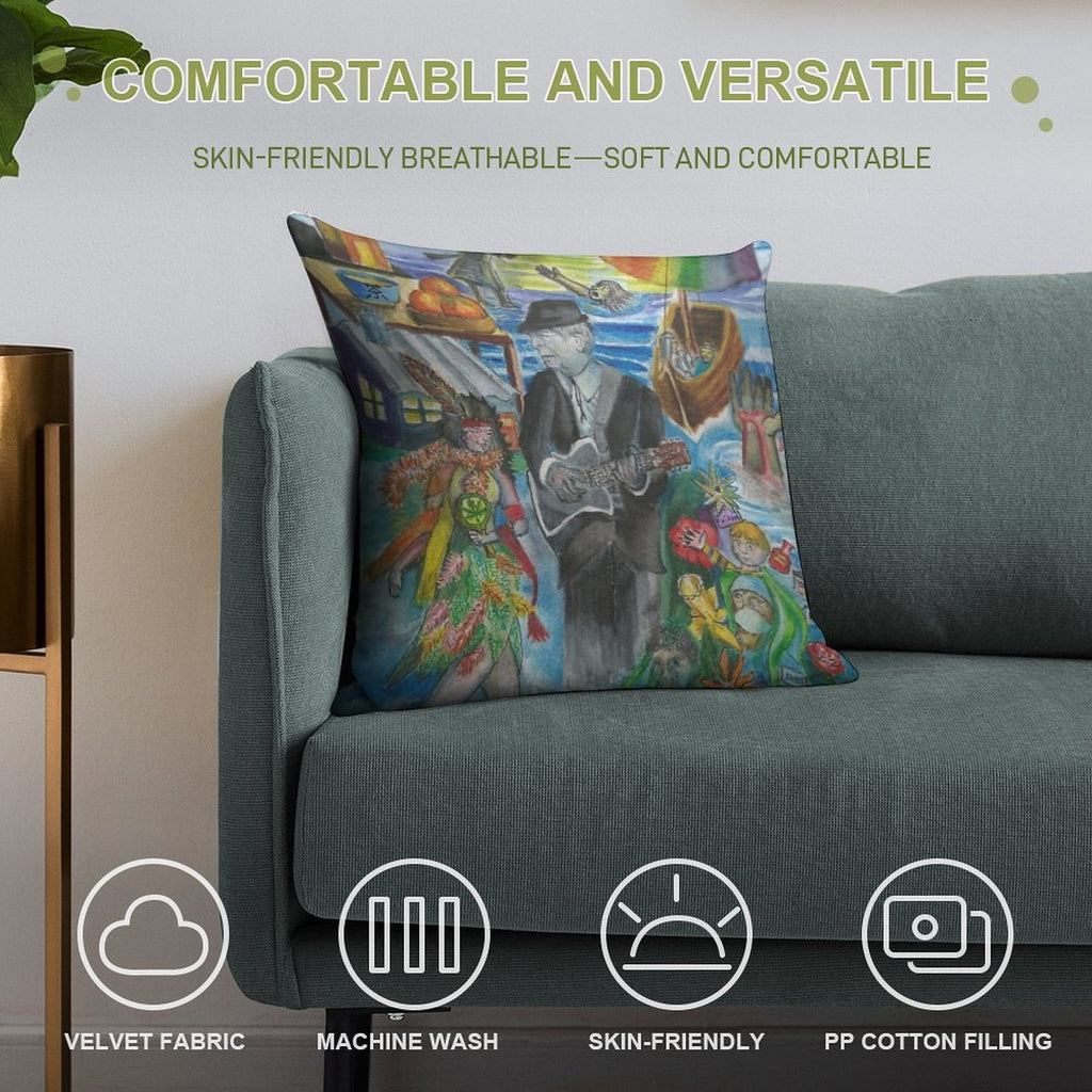 Leonard Cohen's 'Suzanne' Soft Short Plush Fabric Throw Pillow