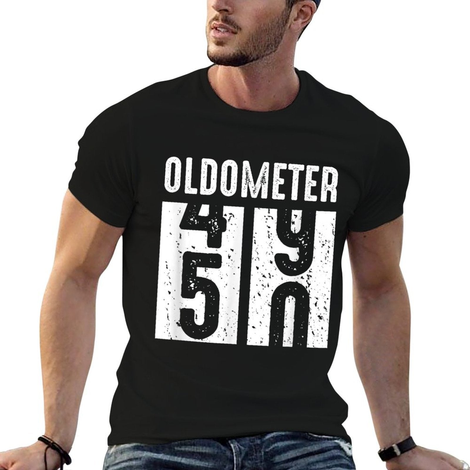 Oldometer Distressed Odometer 50th Birthday Party  Relaxed-fit T-Shirt