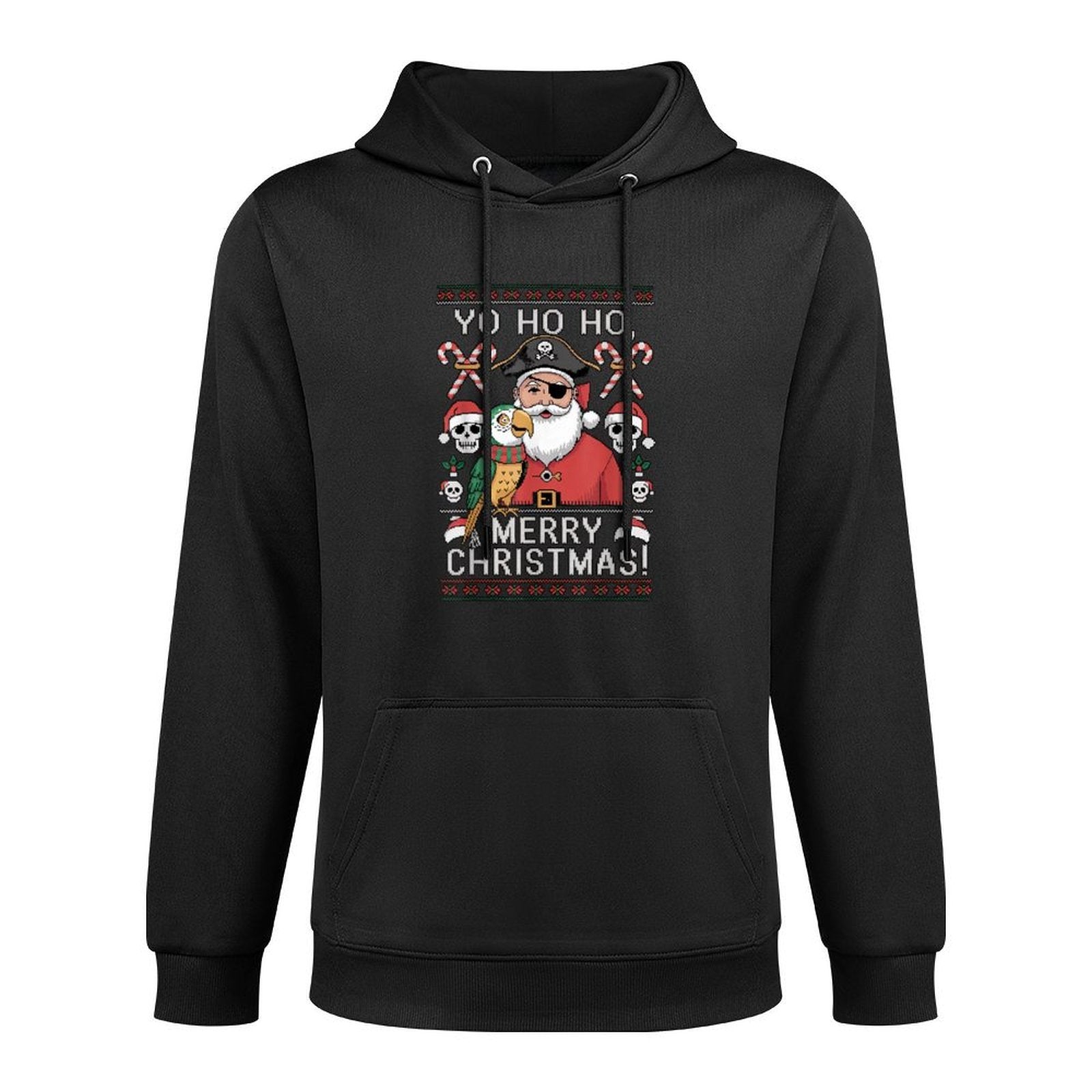 Ugly Christmas Sweater Yo Ho Ho Fun Merry Xmas Santa Pirate Shape Retention Hoodie