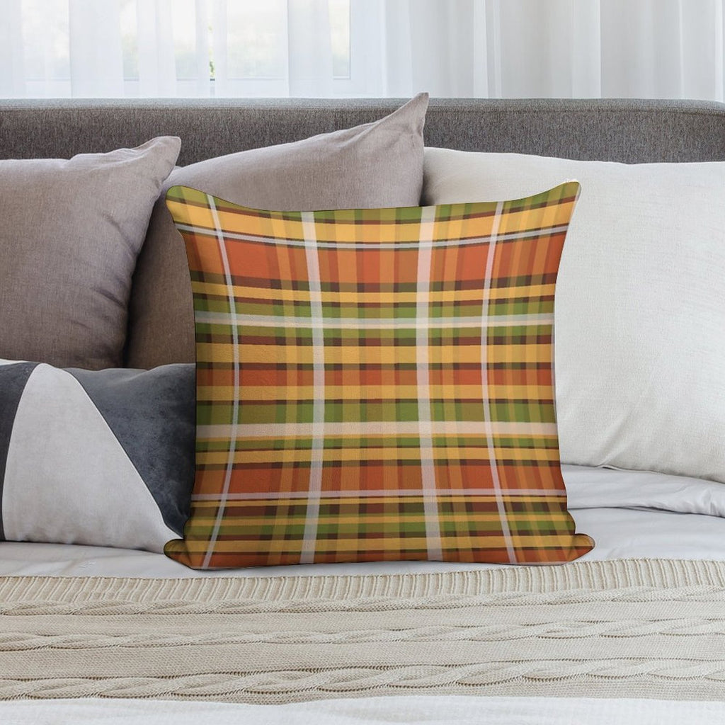 Retro Autumn Plaid Fine Stripes Pattern Soft Warmth Comfort Throw Pillow