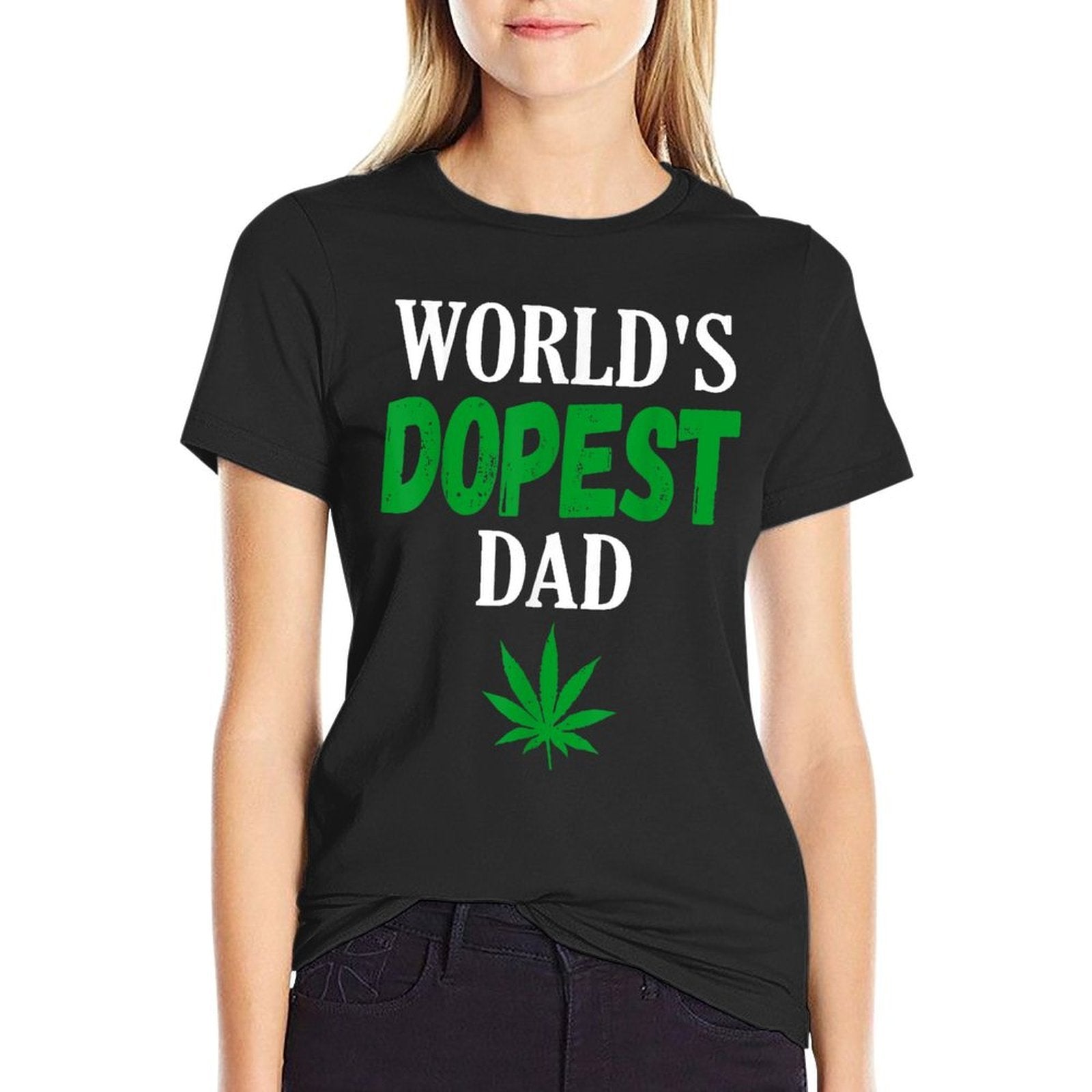 Worlds Dopest Dad Weed Marijuana Cannabis Funny Leaf  Vintage-inspired T-Shirt