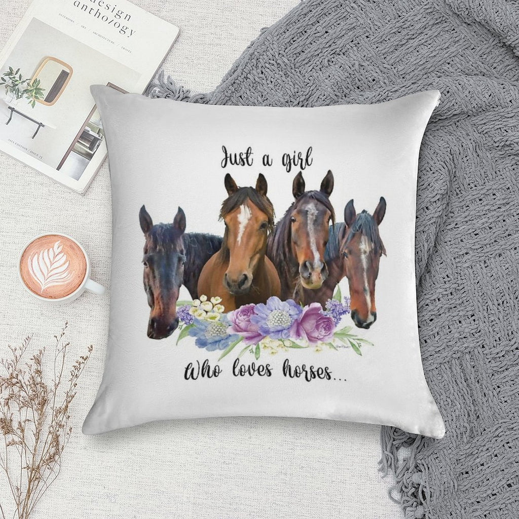 Just A Girl Who Loves Horses A Soft Warmth Comfort Throw Pillow