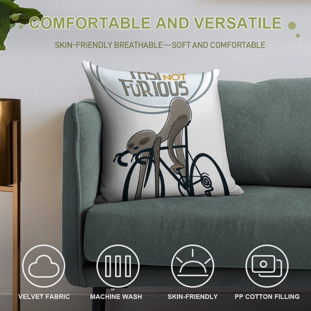 Funny Cycling Sloth Soft Style Accent Throw Pillow