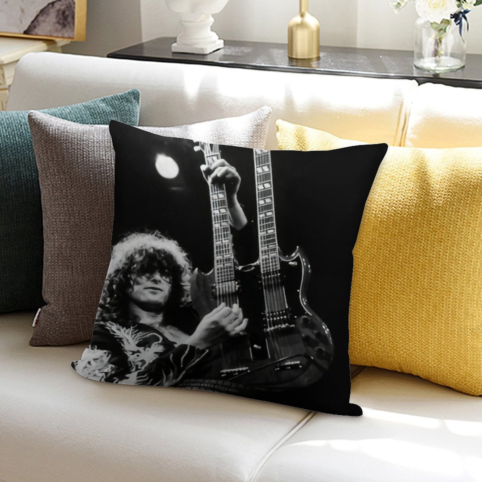 Jimmy Guitaris Poster Soft Hidden Zipper Throw Pillow