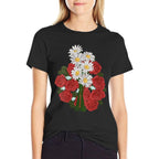 Womens Botany Garden Flowers Floral Roses Daisies Botanical  Wrinkle-resistant T-Shirt