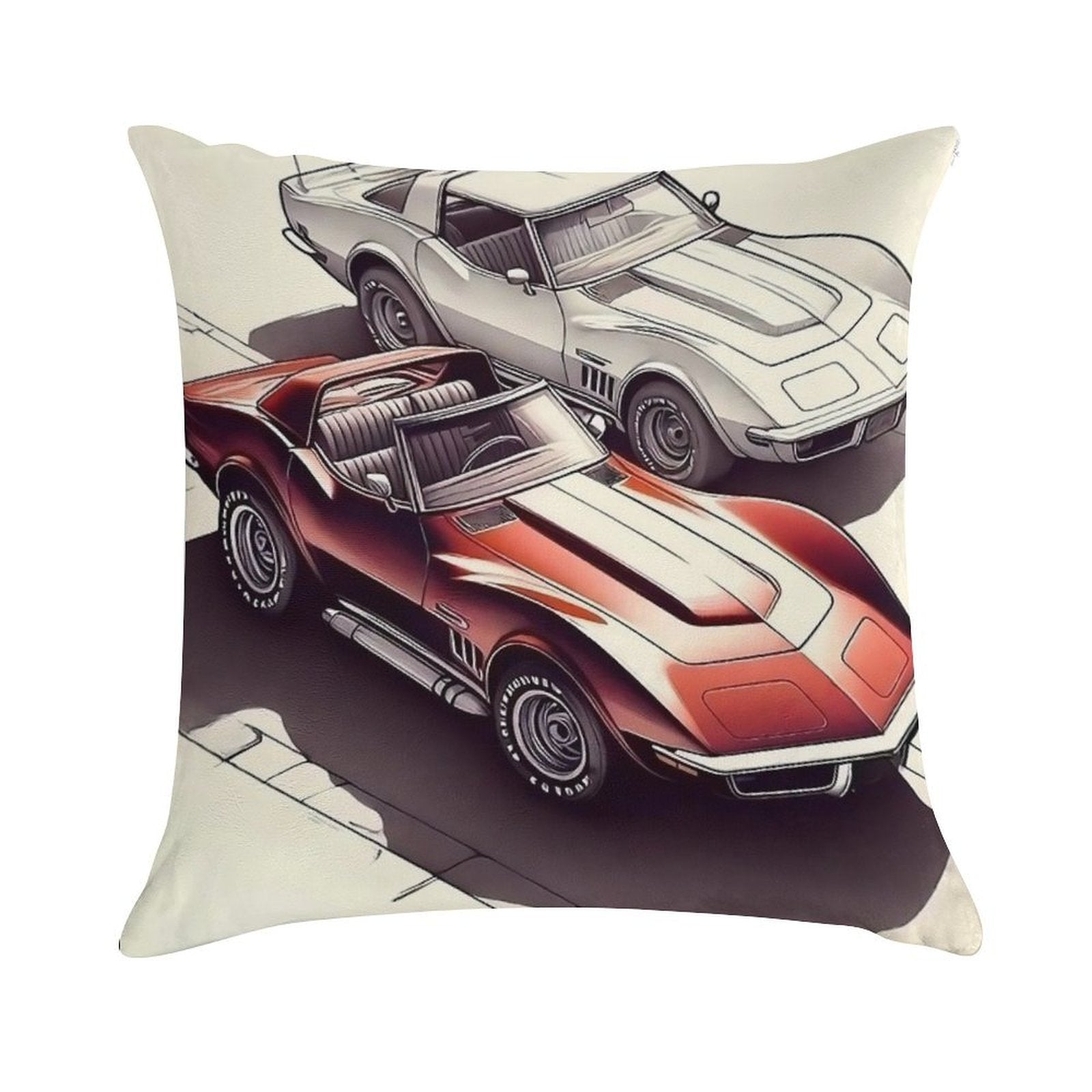 Classic Cruisers A Tale of Two Corvettes Soft Warmth Comfort Throw Pillow
