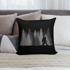 Bigfoot Silhouette In The Forest Wilderness Soft Decorative Cover Throw Pillow